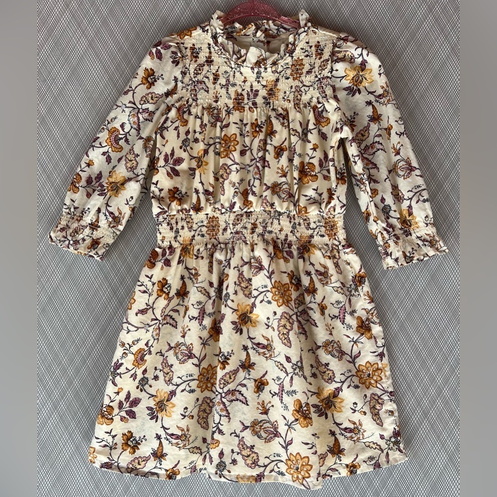 Janie and Jack - Floral cream Smocked cotton Dress - Size 5